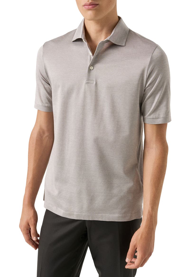 Filo Di Scozia Jacquard Polo, Main, color, LIGHT BEIGE