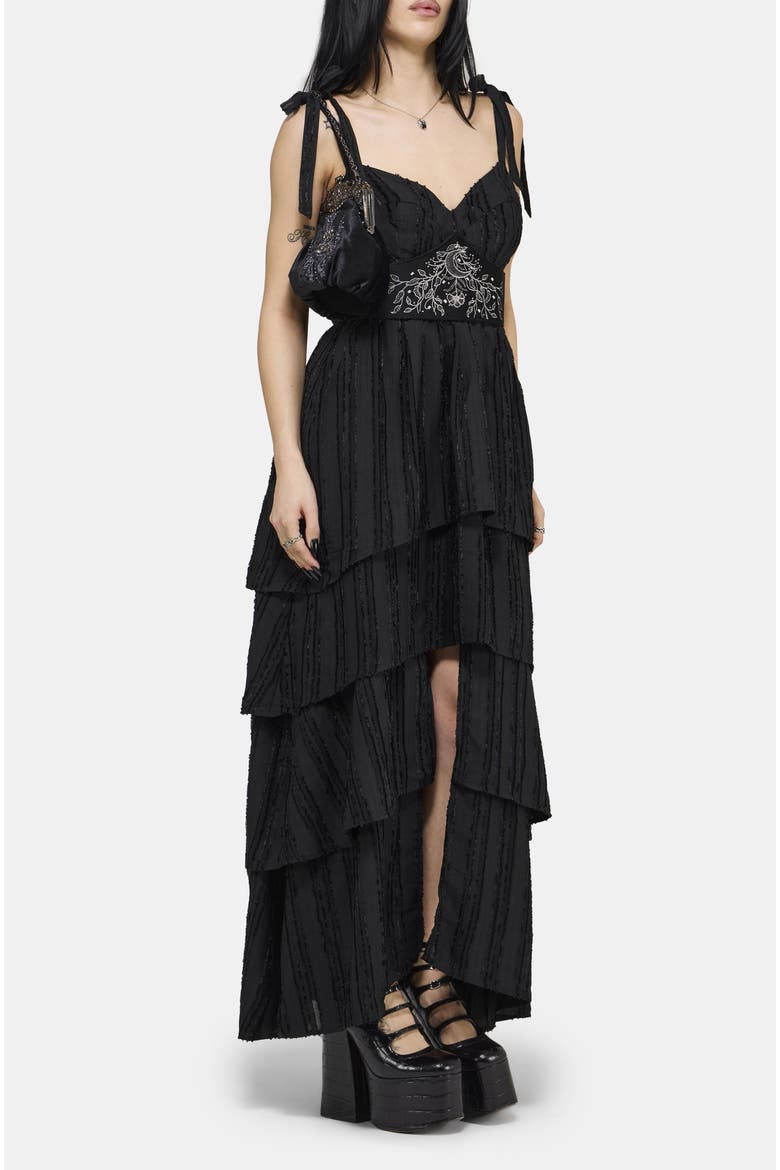 Acantha Tiered Front Split Maxi Dress, Alternate, color, Black