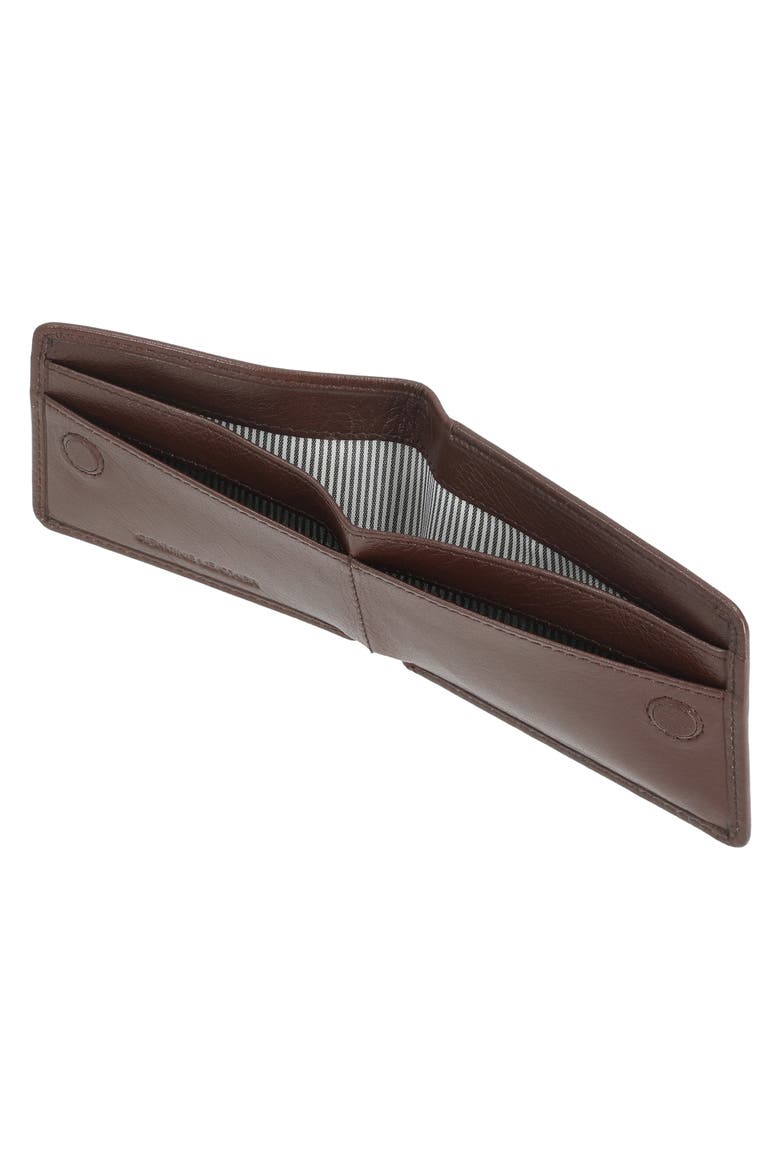 Magnetic Bifold Leather Wallet, Alternate, color, BROWN