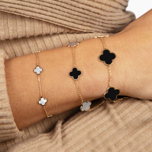 The Lovery Fine Jewelry Mini Mother Of Pearl Clover Bracelet In Silver