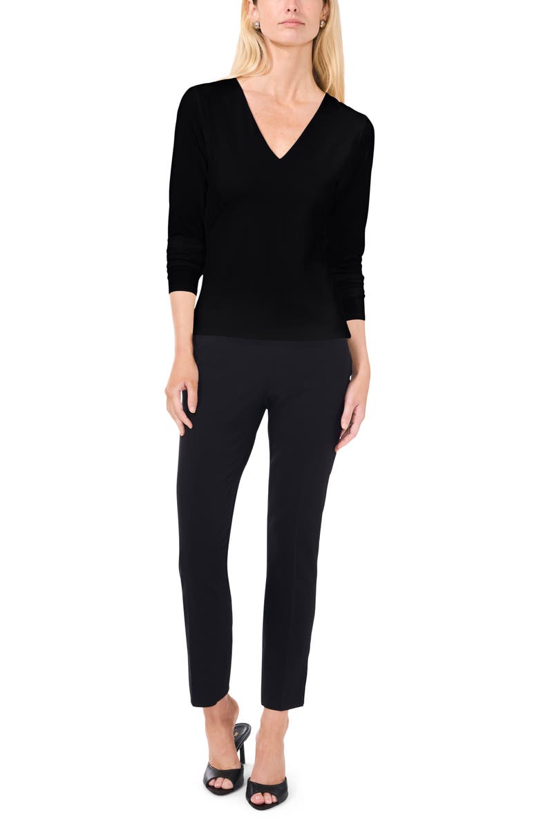 Halogen<sup>®</sup> Compression V-Neck Top, Alternate, color, Rich Black