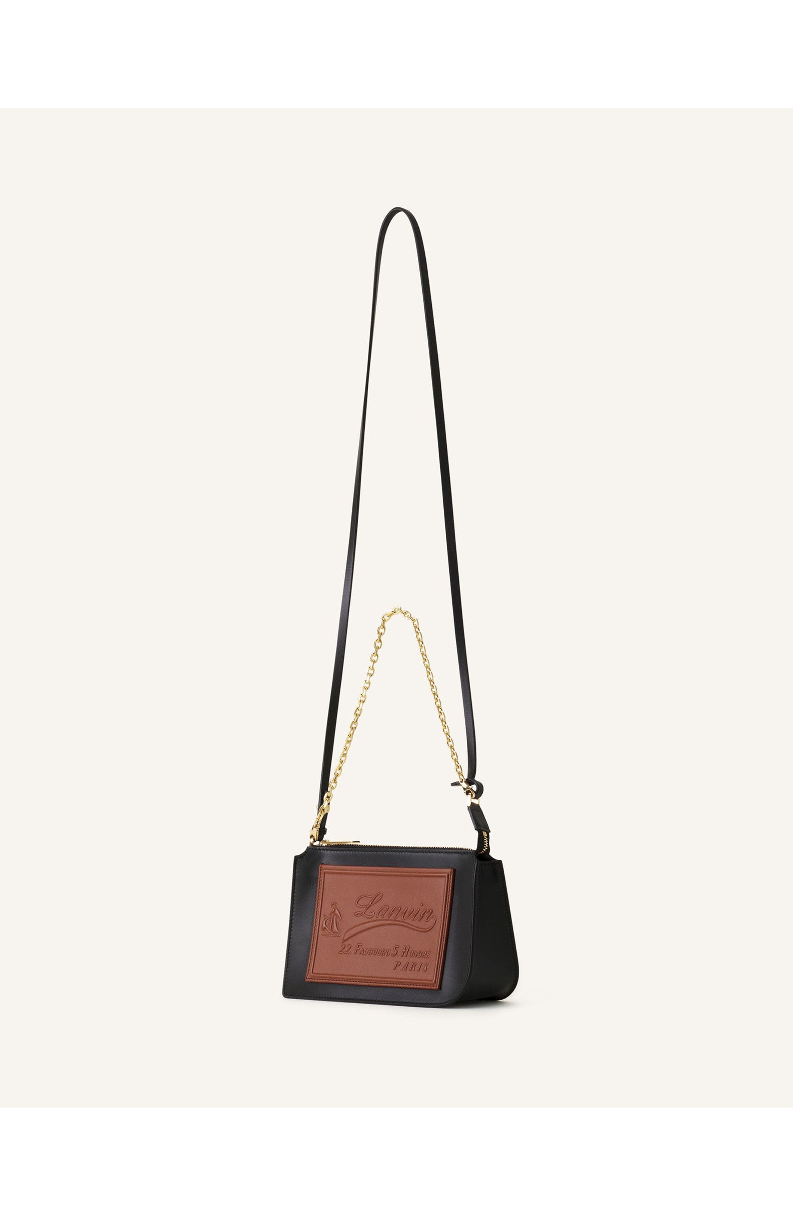 Lanvin Compagnon Small Zipped Bag In Smooth Leather, Alternate, color, Black/Cognac