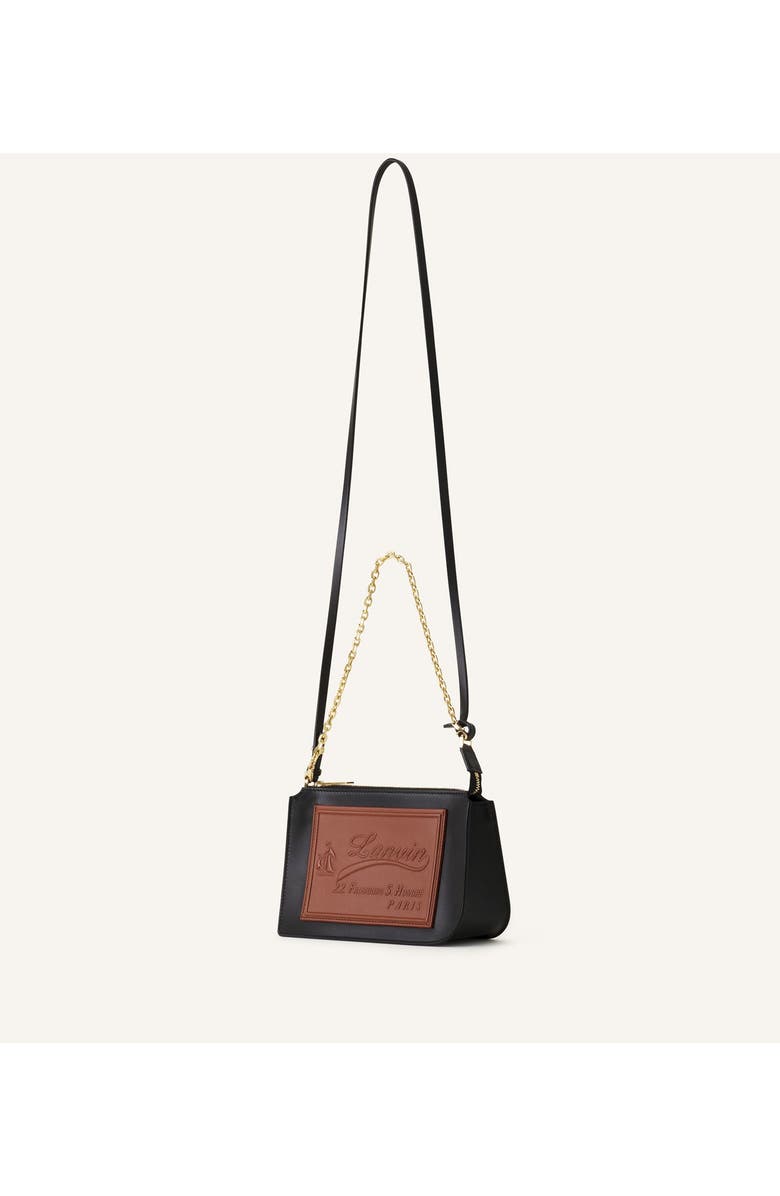 Lanvin Compagnon Small Zipped Bag In Smooth Leather, Alternate, color, Black/Cognac