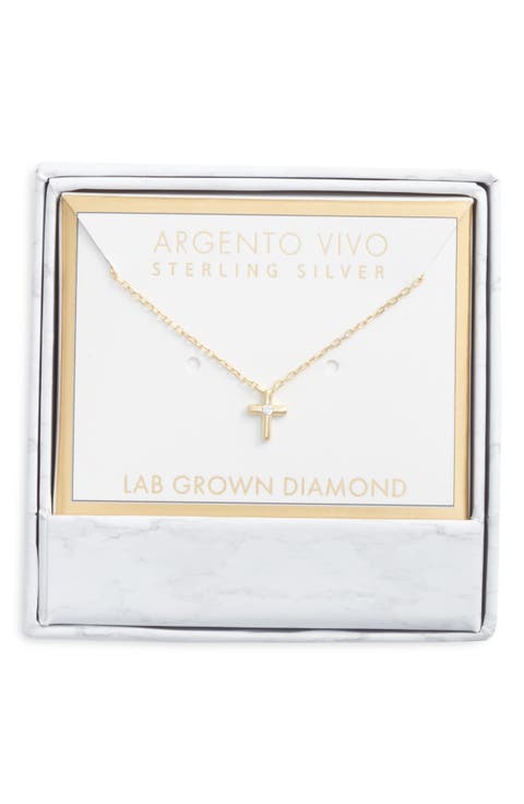 Lab Grown Diamond Cross Pendant Necklace