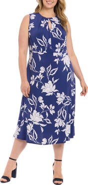 London Times Keyhole Midi Dress