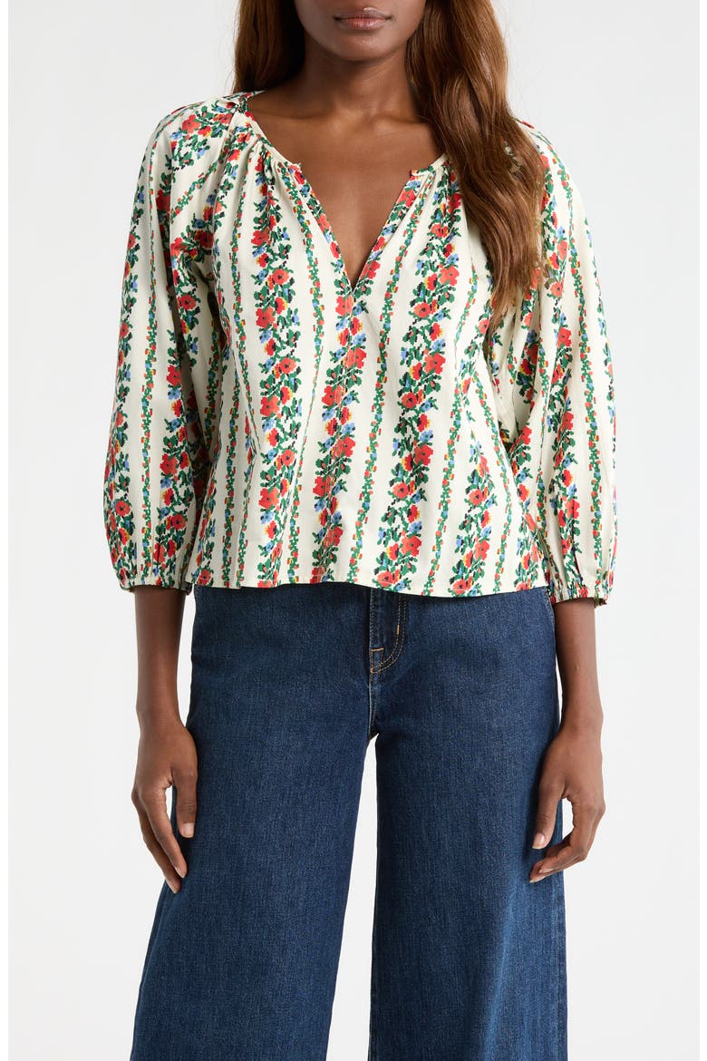 The Chariot Floral Cotton Peasant Top, Main, color, TAPESTRY FLORAL
