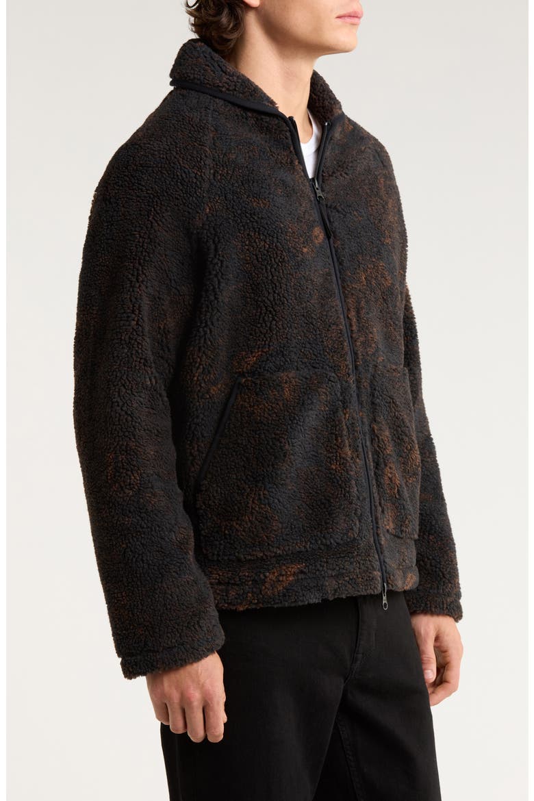 Tate Paisley High Pile Fleece Jacket, Alternate, color, BLACK / BROWN