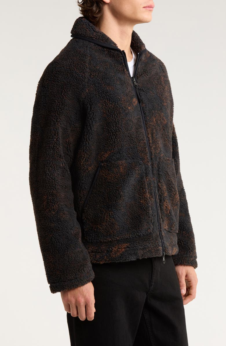 Wax London Tate Paisley High Pile Fleece Jacket, Alternate, color, Black / Brown