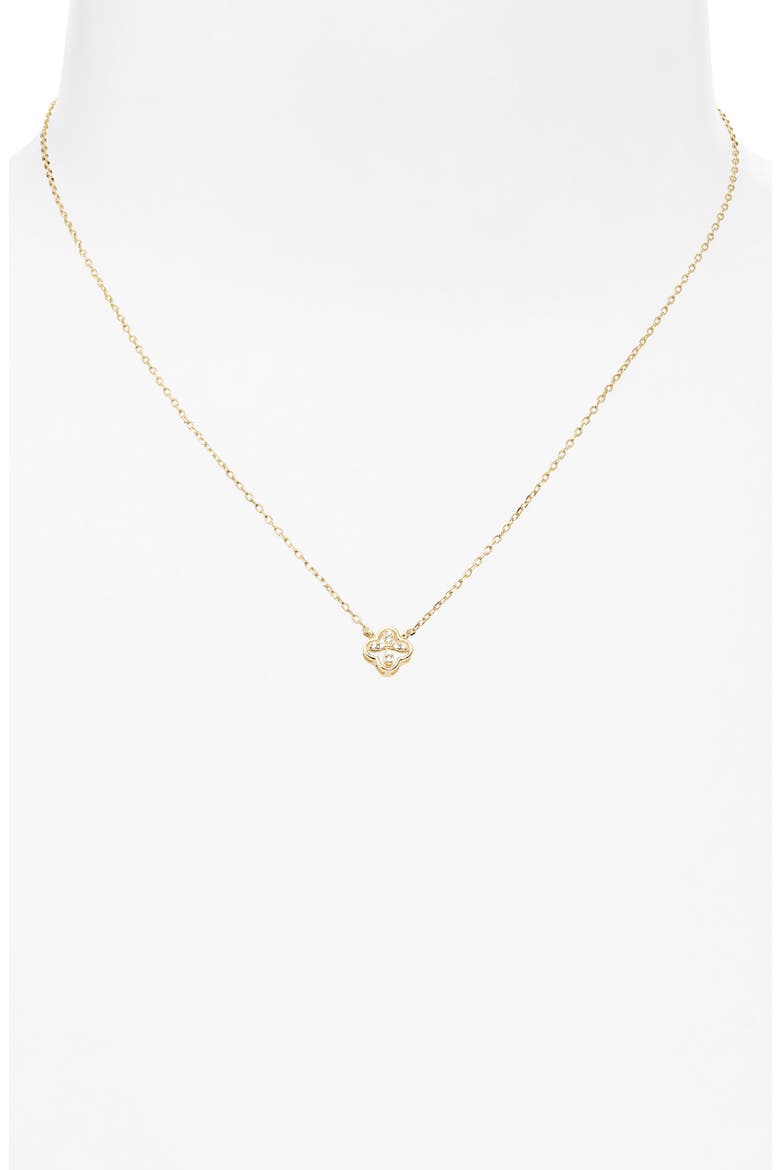 Cubic Zirconia Clover Pendant Necklace, Alternate, color, GOLD