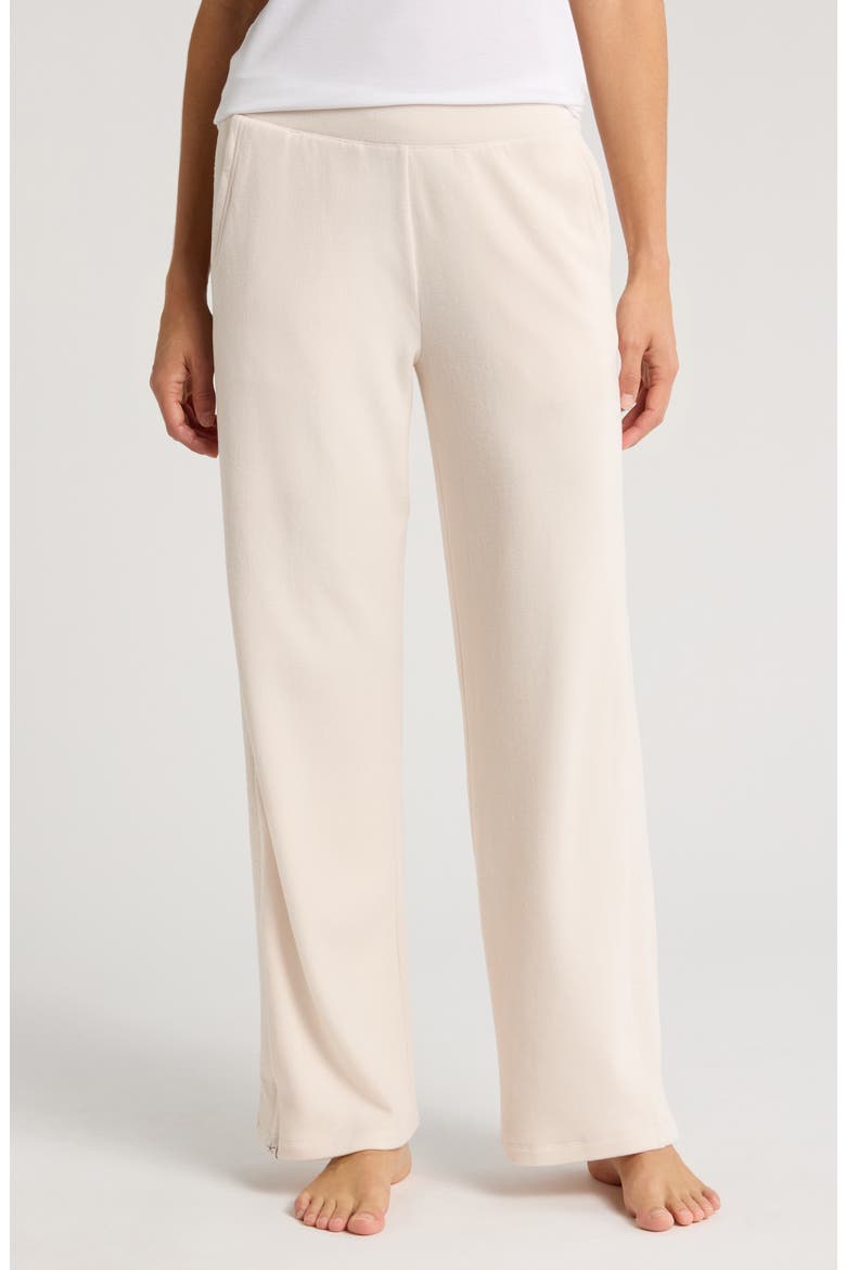 Malibu Collection® Brushed Fleece Track Pants, Main, color, SAND DUNE