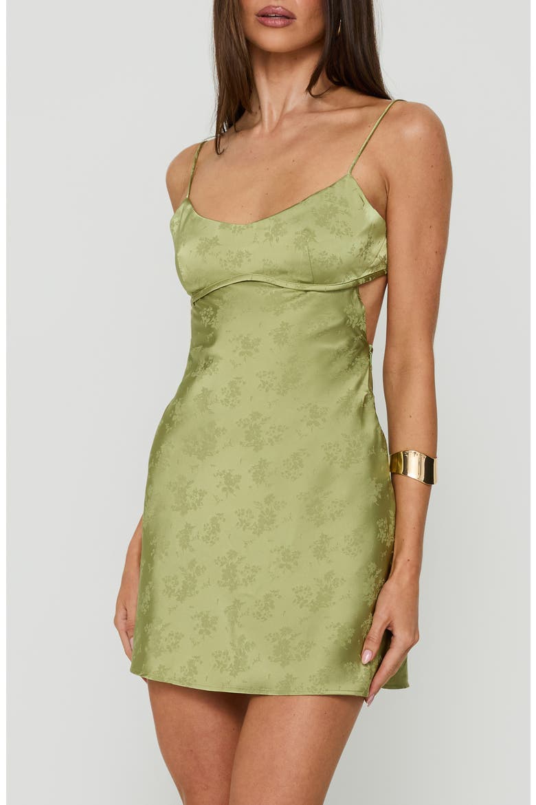 Clemence Floral Satin Minidress, Alternate, color, MINT GREEN