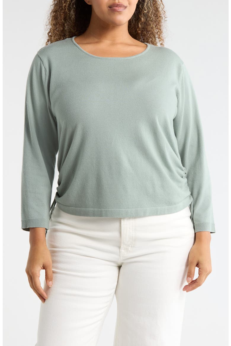 Cinching Side Tie Pullover Sweater, Main, color, SEAMIST