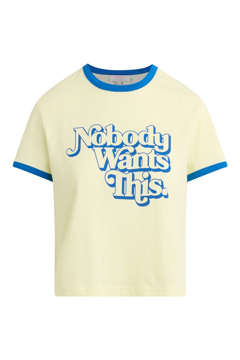 x 'Nobody Wants This' Contrast Binding Organic Cotton Graphic T-Shirt, Alternate, color, YELLOW/ BRIGHT BLUE