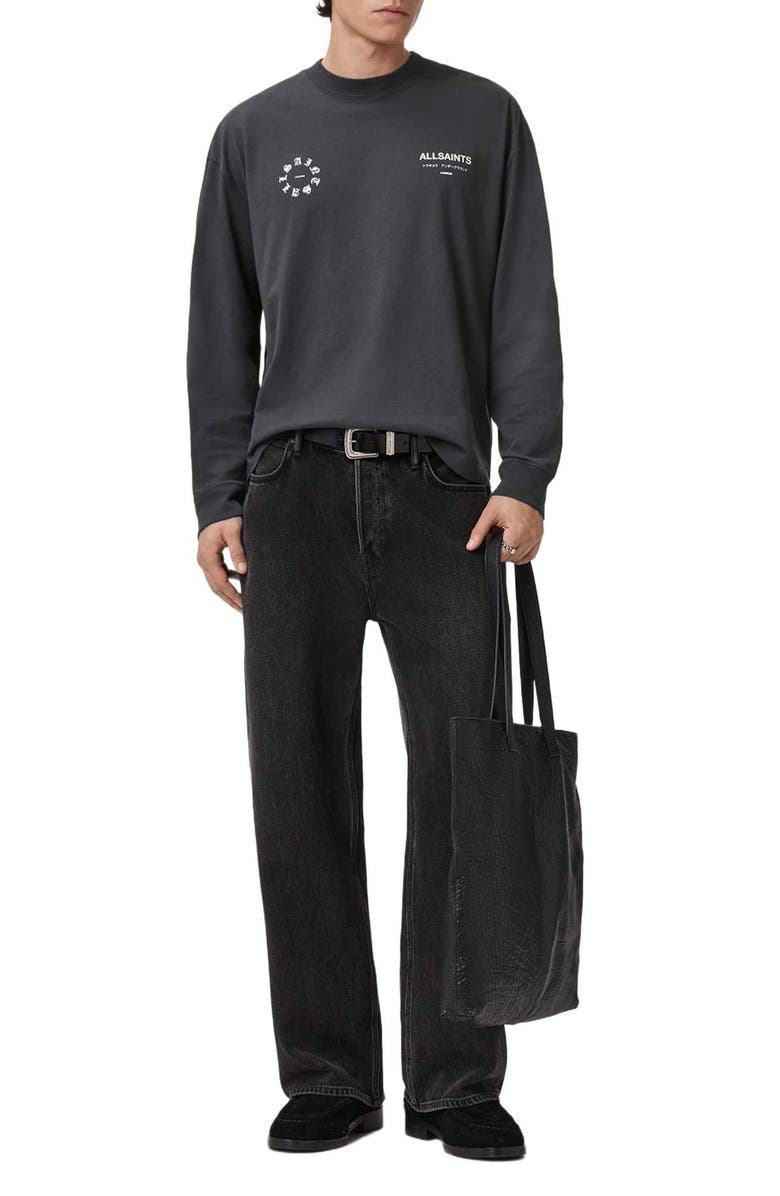 AllSaints Kindred Long Sleeve Graphic T-Shirt, Alternate, color, Washed Black