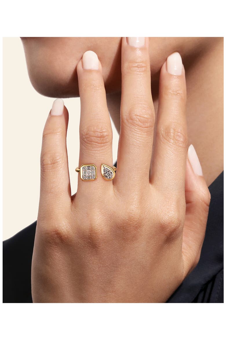 14k Gold Diamond Stackable Open Ring, Alternate, color, 14K YELLOW/ WHITE GOLD