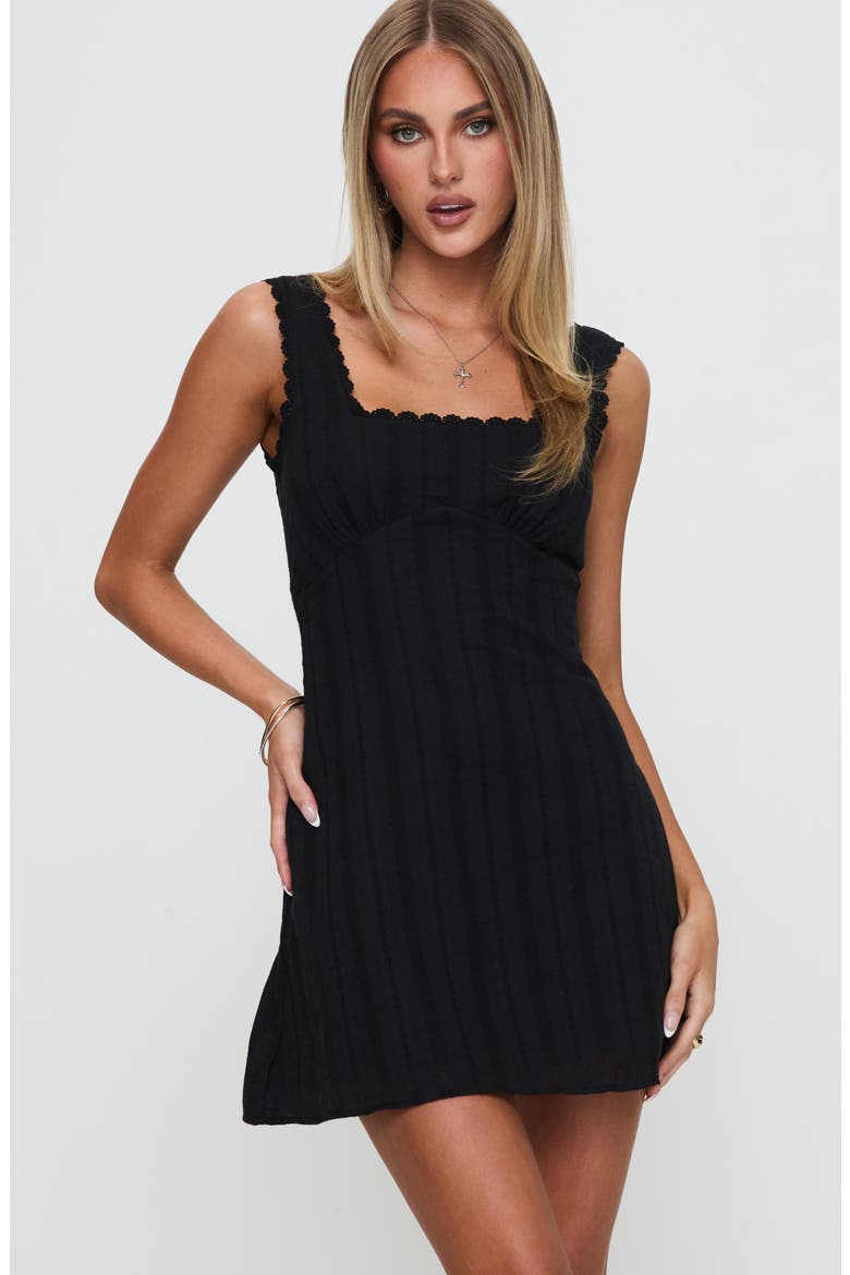 Dasha Cotton Fit & Flare Minidress, Alternate, color, BLACK