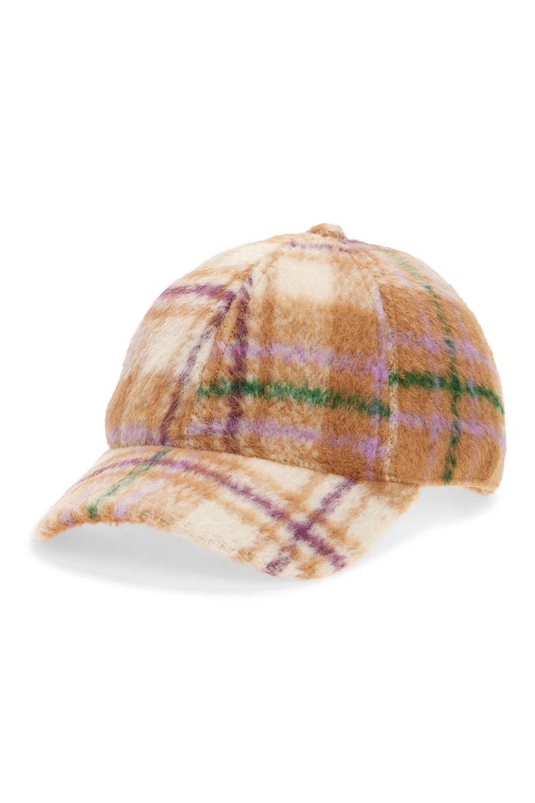 Brushed Plaid Baseball Cap, Main, color, TAN PLAID