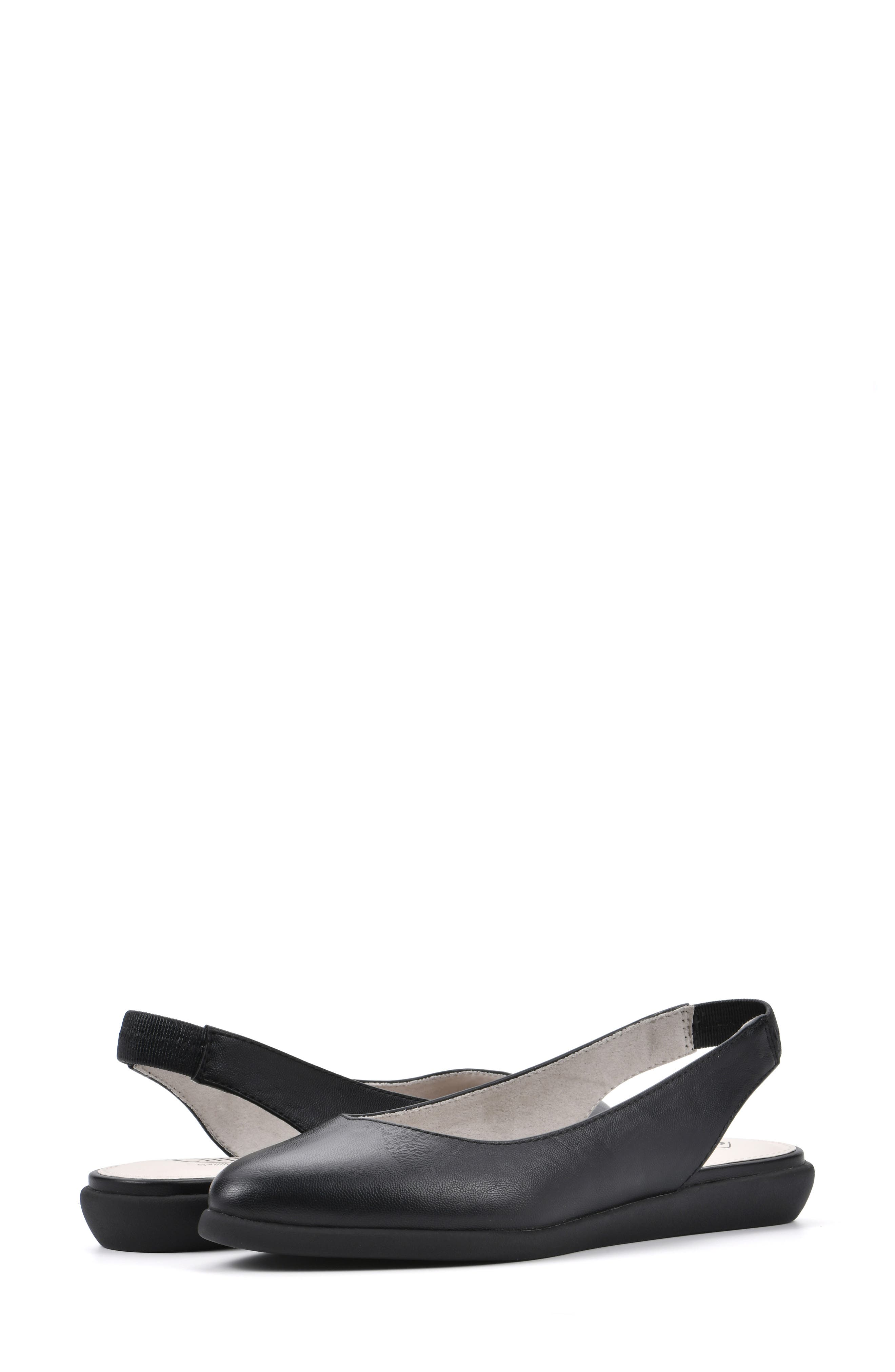 CLIFFS BY WHITE MOUNTAIN Memory Slingback Flat, Alternate, color, Black/ Smooth