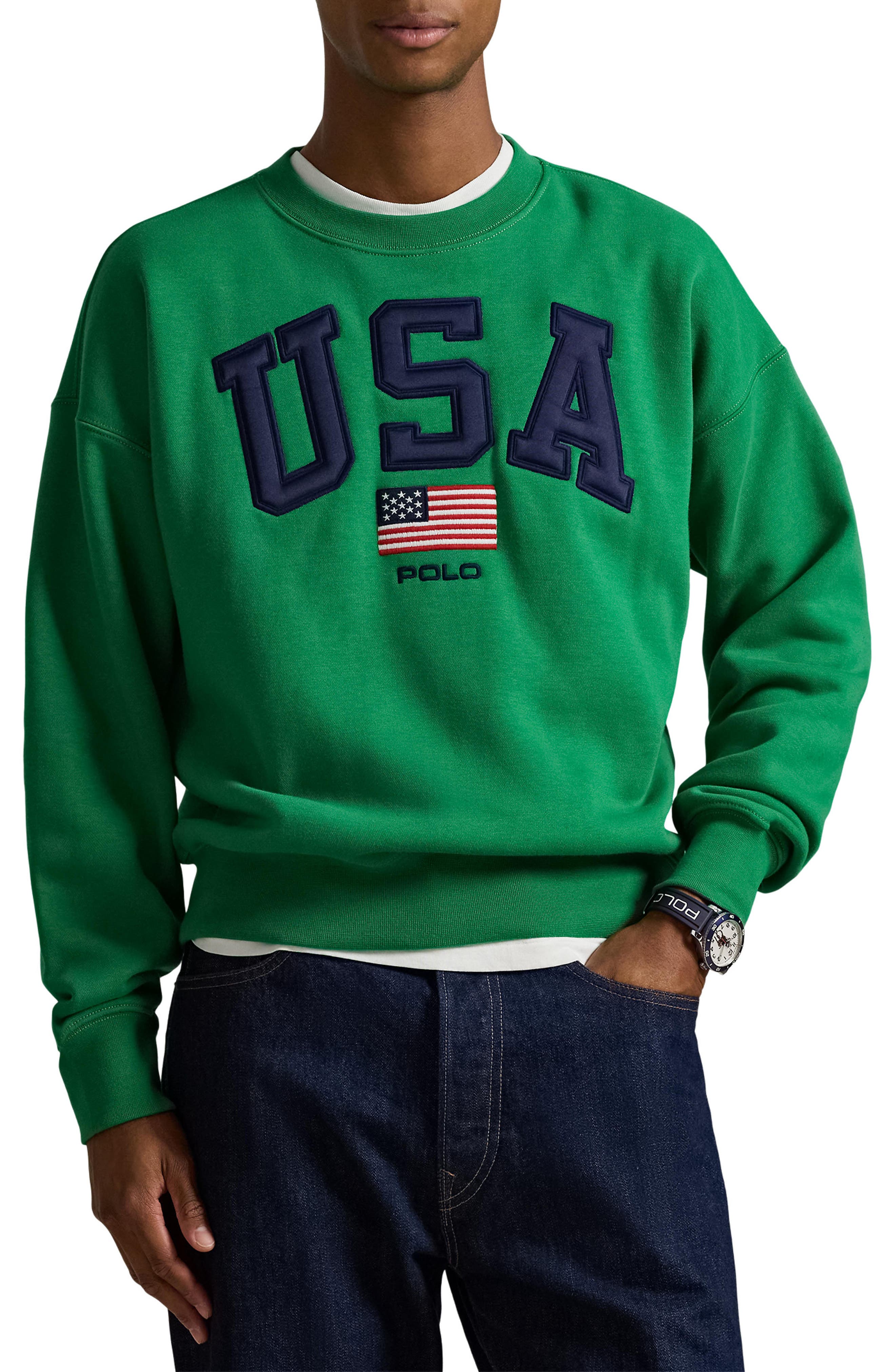 Polo Ralph Lauren Vintage Fit Flag Fleece Crewneck Sweatshirt