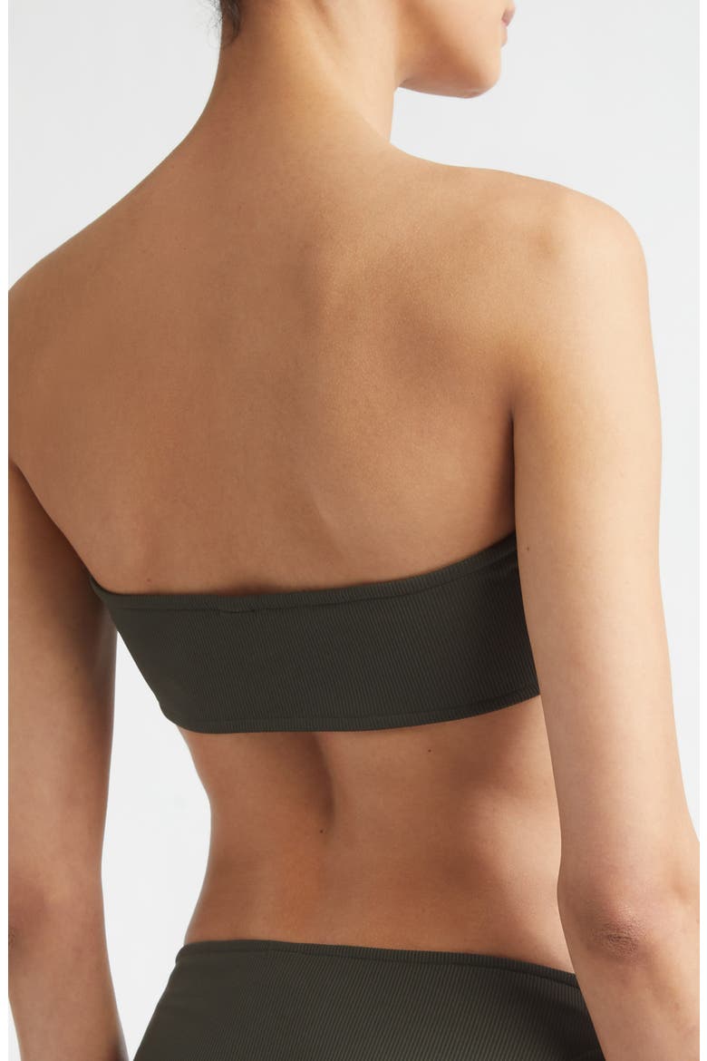 Strapless Rib Bikini Top, Alternate, color, DARK GREEN