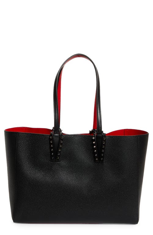 Shop Christian Louboutin Small Cabata Soft Leather Tote In B078 Black/gun Metal