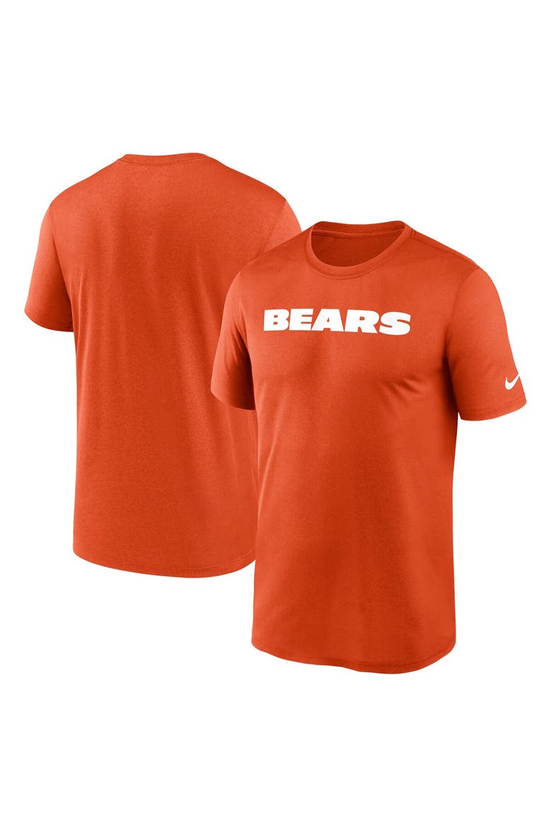 Men's Nike Orange Chicago Bears Primetime Legend Wordmark Performance T-Shirt, Alternate, color, Orange
