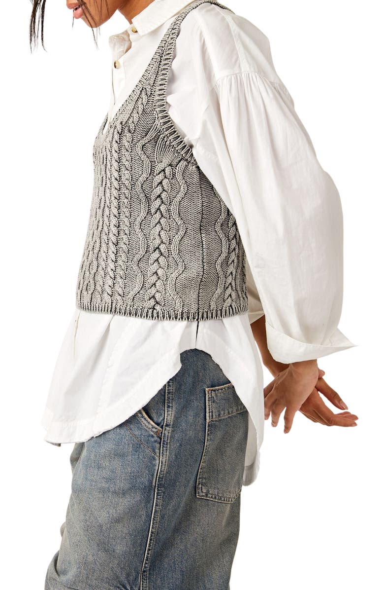 Free People High Tide Cable Stitch Cotton Sweater Tank, Alternate, color, 