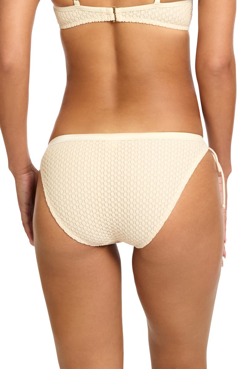 Robin Piccone Fishnet Side Tie Bikini Bottoms, Alternate, color, Bisque