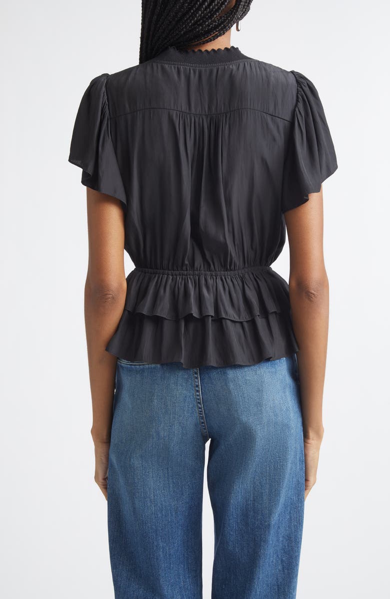 Ramy Brook Emberly Peplum Shirt, Alternate, color, Black