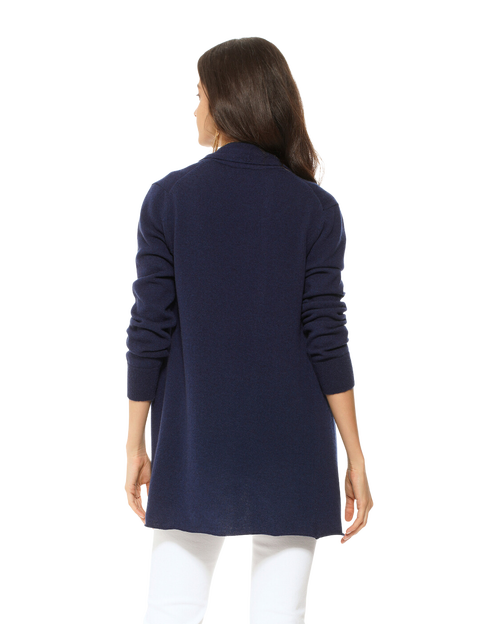 Monticelli Cashmere Long Open Front Pure Cashmere Cardigan In Blue