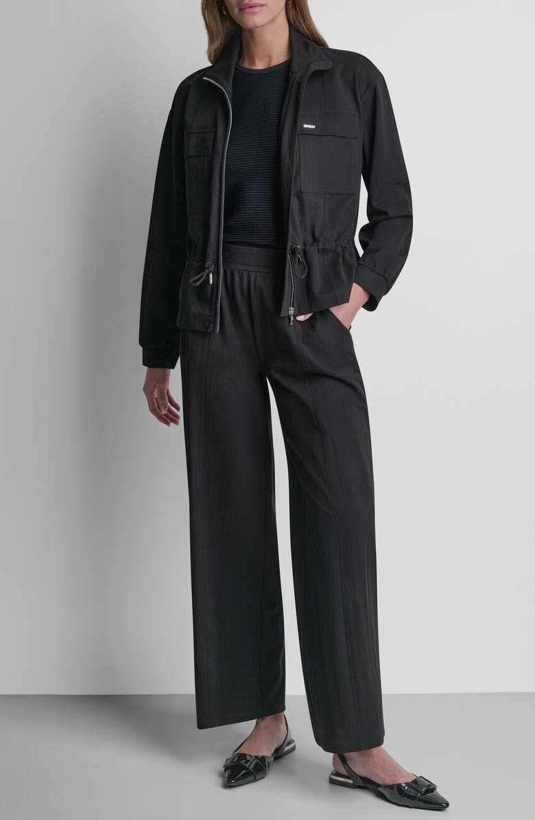 DKNY Arid Cotton Blend Piqué Jacket, Alternate, color, Black