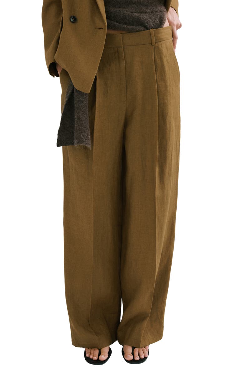 MANGO Linen Straight Leg Suit Pants, Main, color, 