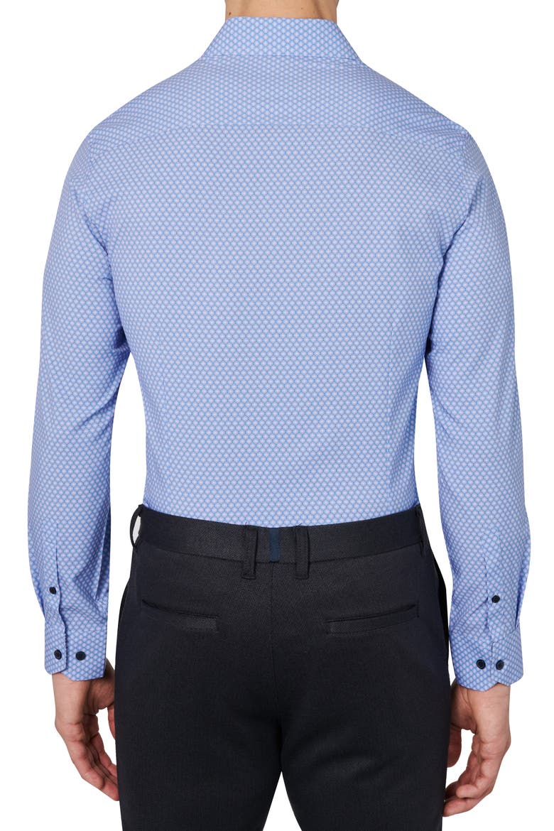 Slim Fit Concentric Geo Print Recycled Performance Stretch Dress Shirt, Alternate, color, BLUE/ PURPLE