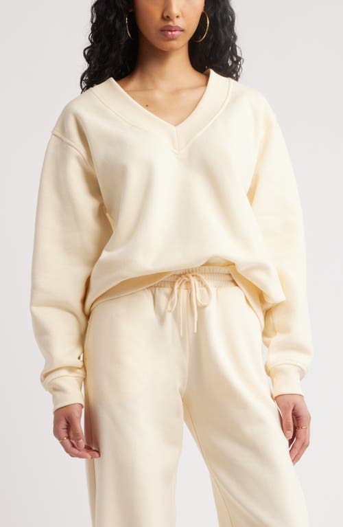 Shop Bp. Oversize V-neck Sweatshirt In Ivory Gleam