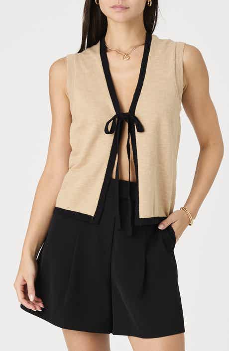 French Connection Tie Front Contrast Sweater Vest