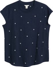 Caslon® Star Embroidered Cap Sleeve T-Shirt