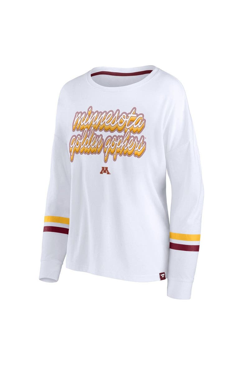 Women's Fanatics Branded White Minnesota Golden Gophers Retro Power Striped Long Sleeve T-Shirt, Alternate, color, White