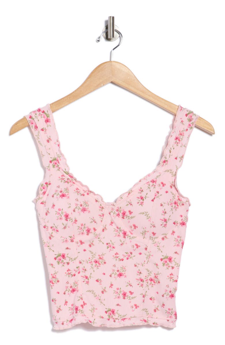 Madden Girl Ruffle Trim Rib Tank Top, Alternate, color, Ballet Slipper Combo