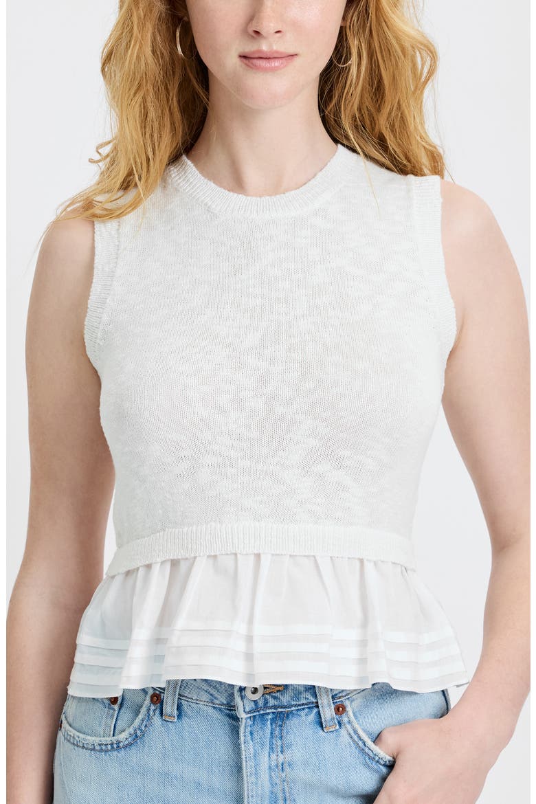 Pascale Mixed Media Sleeveless Sweater, Main, color, 10-SUMMER WHITE
