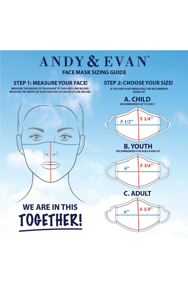 Andy & Evan Assorted 4-Pack Youth Face Masks, Alternate, color, 