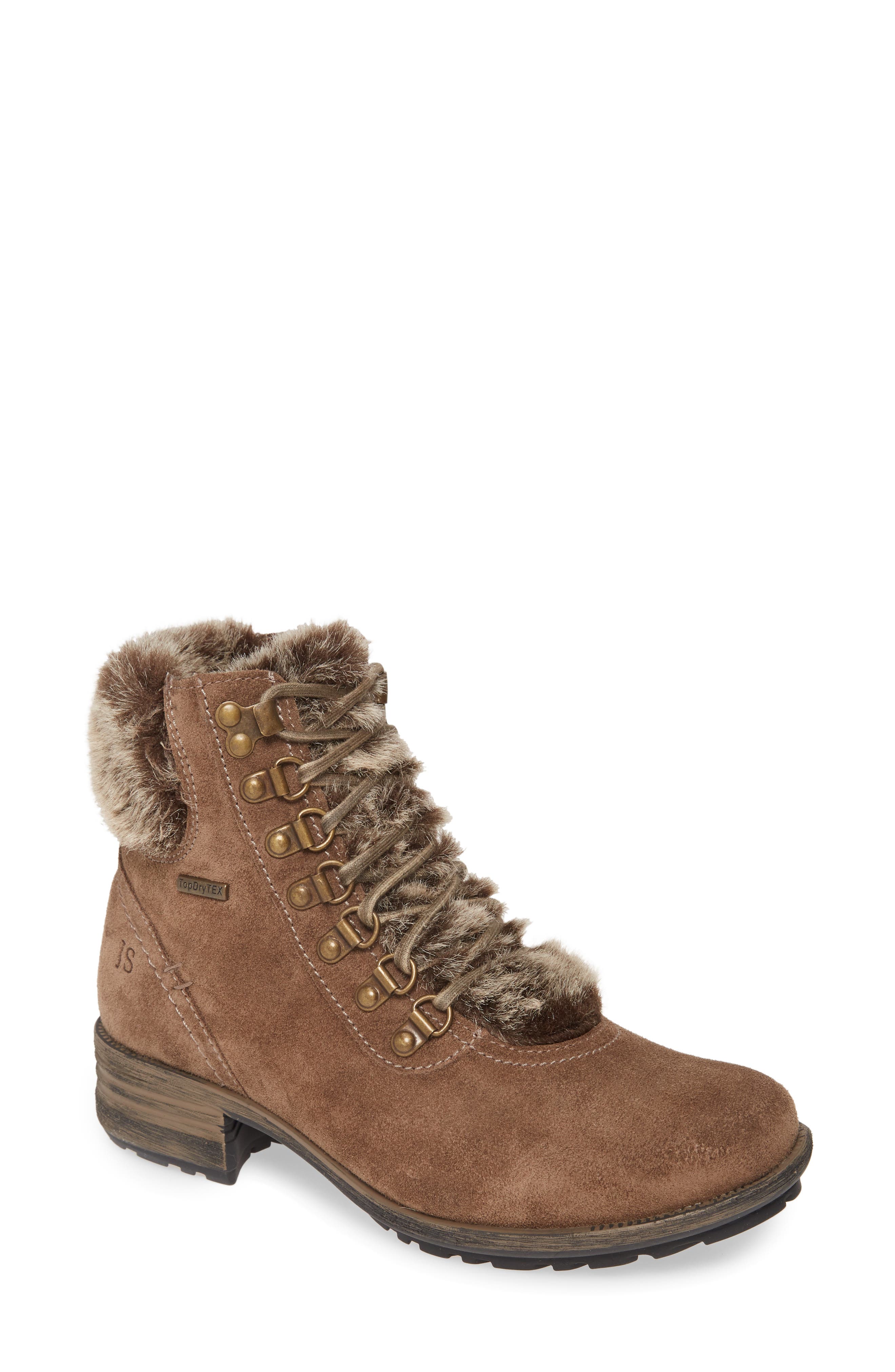 Sandra 67 Waterproof Faux Fur Trim Bootie, Main, color, TAUPE SUEDE