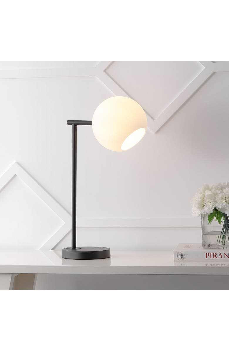 JONATHAN Y Charles Contemporary Modern Metal/Marble LED Table Lamp, Main, color, Black