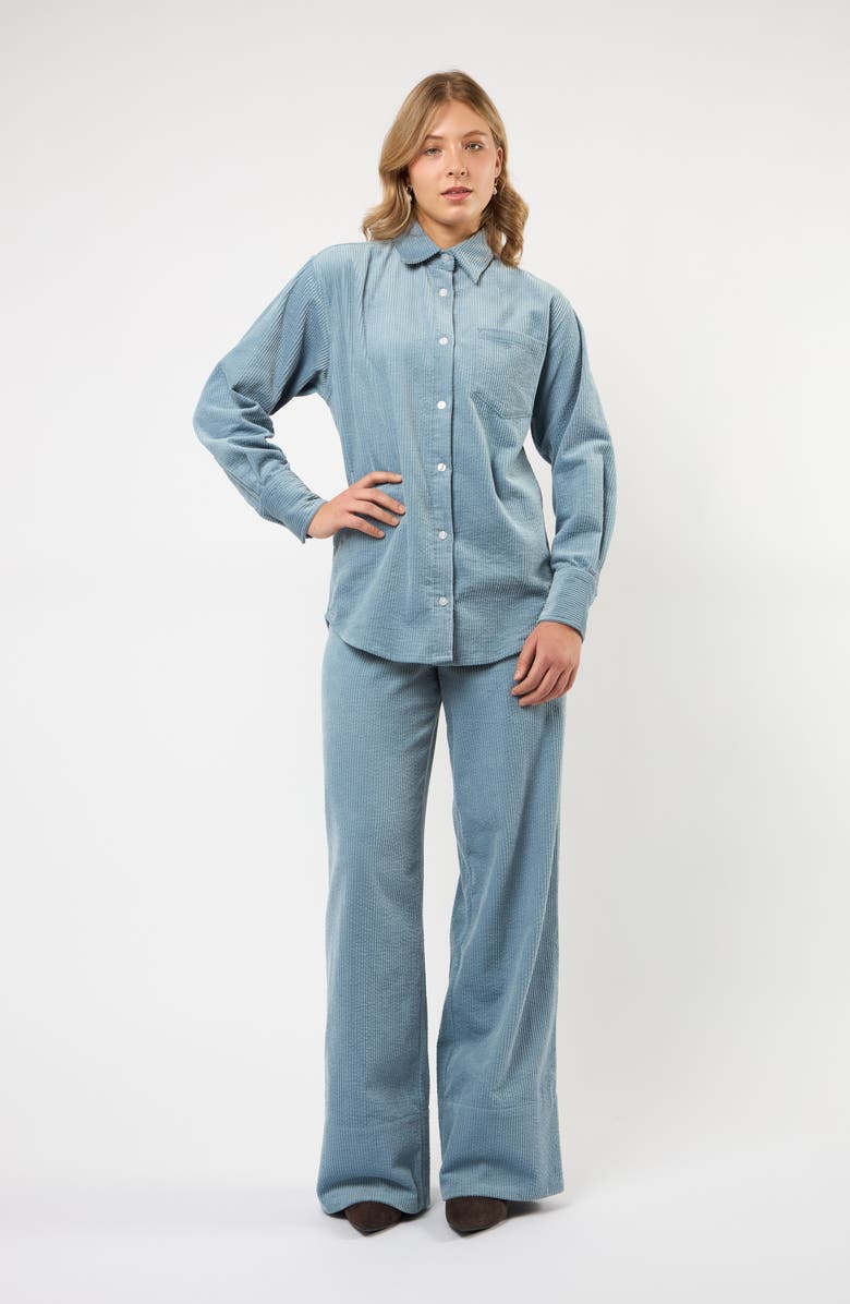 Viens Avec Moi The Odyssey Pull-On Wide Leg Corduroy Pants, Alternate, color, Blue