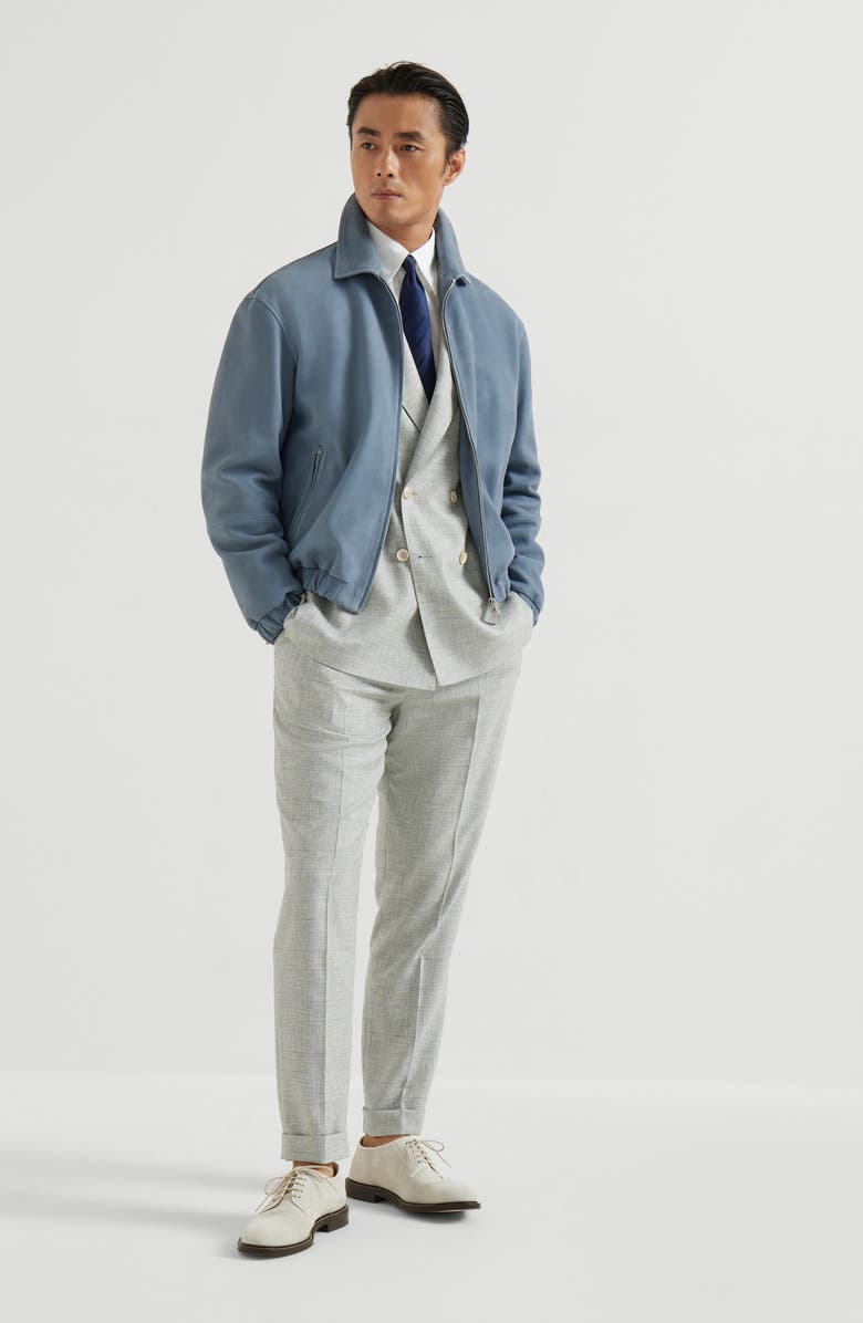 Brunello Cucinelli Nubuck outerwear jacket, Alternate, color, Slate