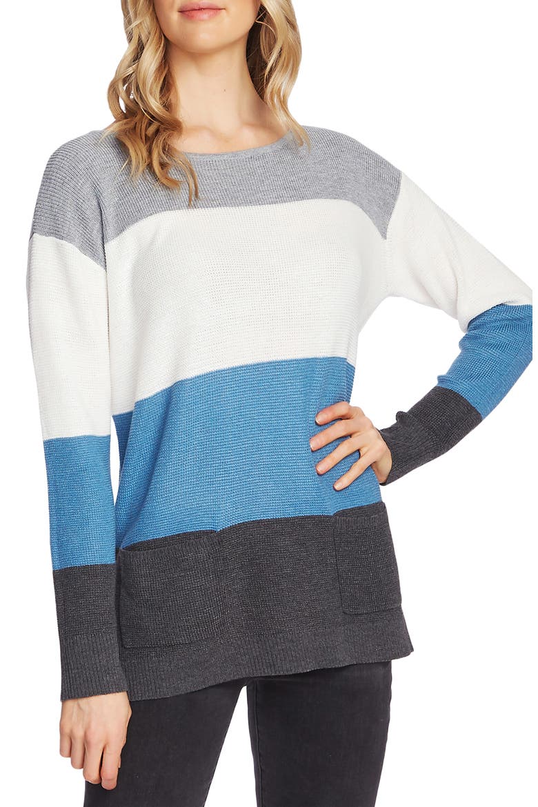 Colorblock Pocket Sweater, Main, color, MED HEATHER GREY