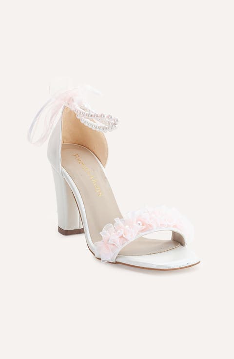 Elsa Lace Bridal Sandals with Pearls