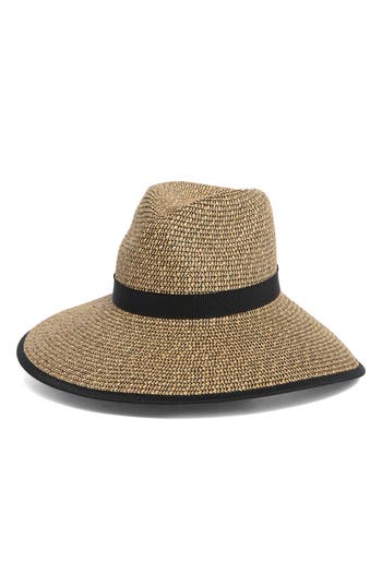 Nordstrom Rack Packable Ponytail Paper Panama Hat In Dark Natural Combo