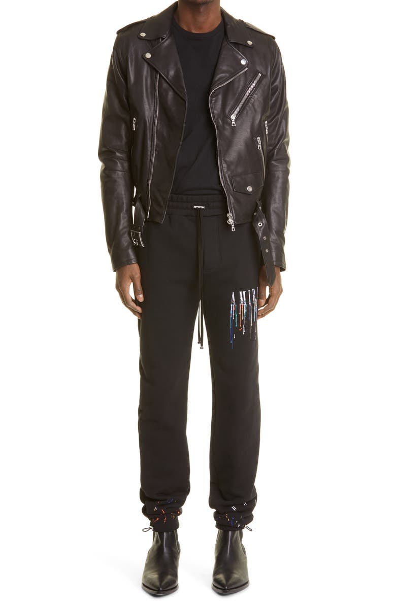AMIRI Paint Drip Embroidered Logo Sweatpants, Main, color,