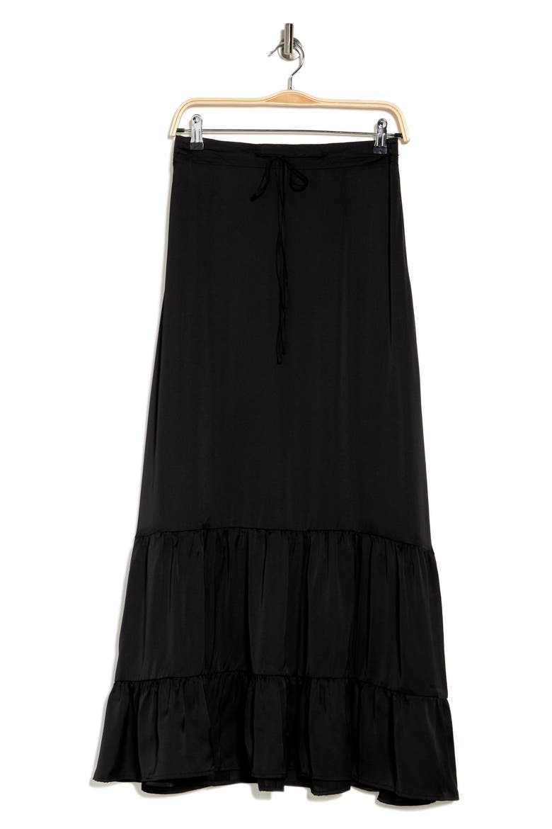 Water World Ruffle Hem Maxi Skirt, Alternate, color, BLACK