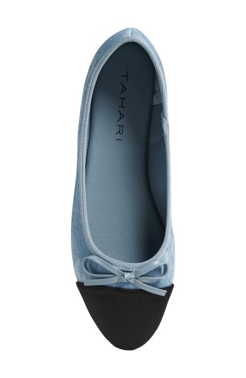 T Tahari Geneva Cap Toe Ballet Flat In Medium Blue